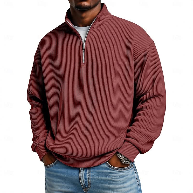 Wesley Ribbed Quarter Zip Sweater