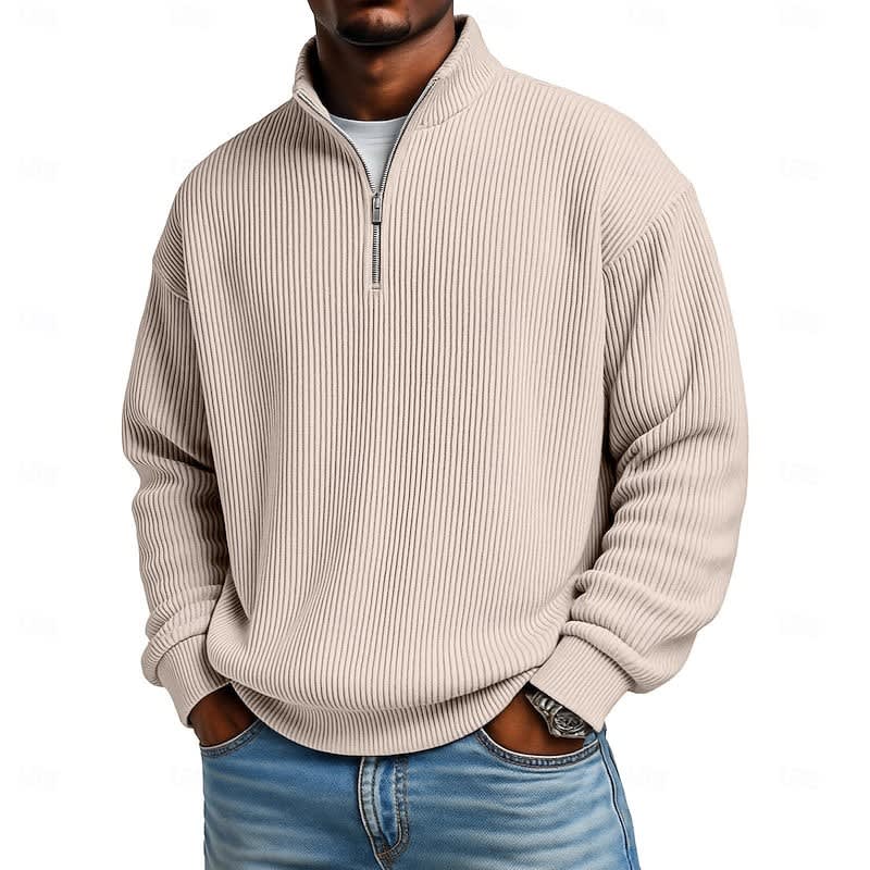 Wesley Ribbed Quarter Zip Sweater