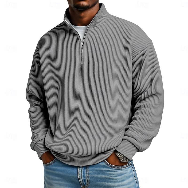 Wesley Ribbed Quarter Zip Sweater
