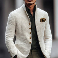 Leo Textured Stand Collar Knit Blazer