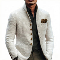 Leo Textured Stand Collar Knit Blazer