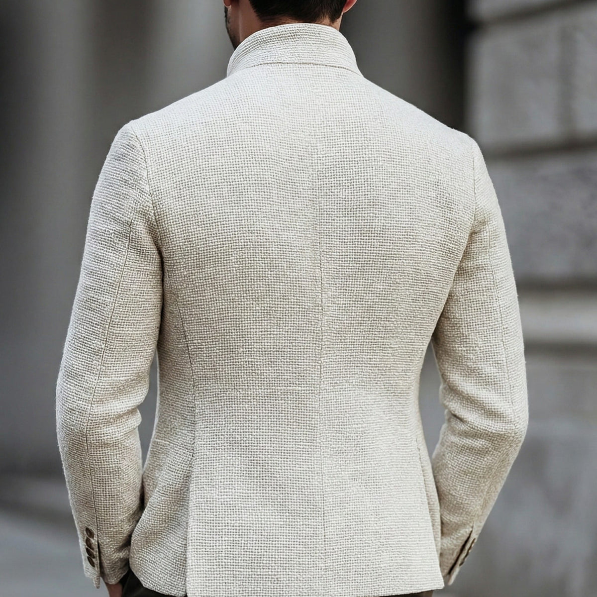 Leo Textured Stand Collar Knit Blazer_4