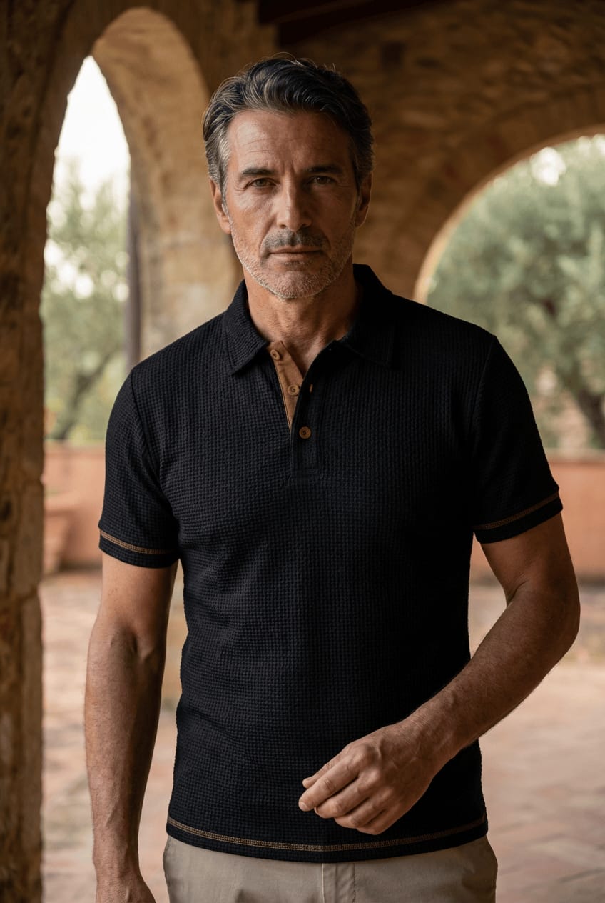 Jonah Basketweave Textured Polo Shirt