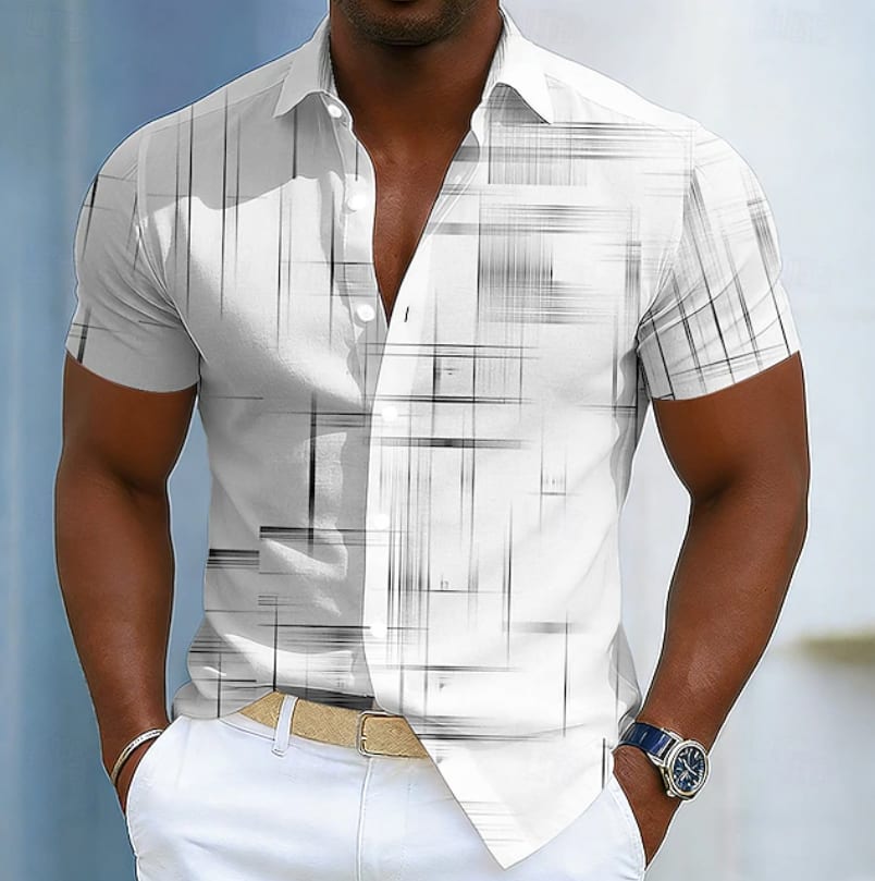 Darius Geometric Print Short Sleeve Button Up Shirt