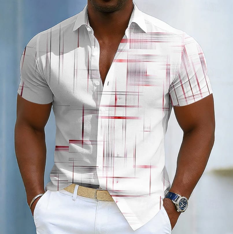Darius Geometric Print Short Sleeve Button Up Shirt