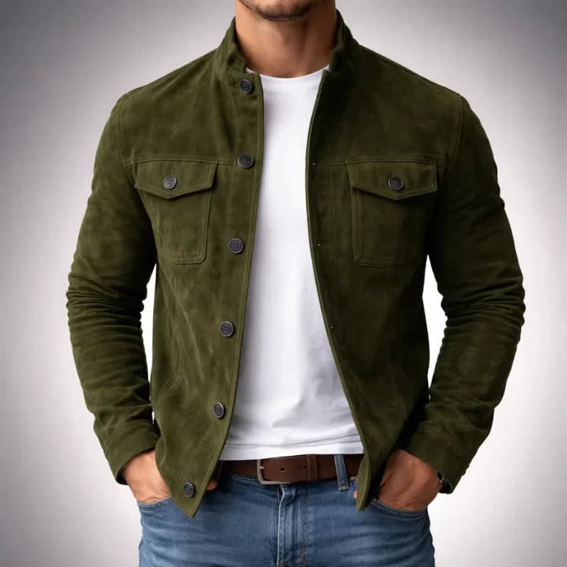 Nolan Suede Button Front Trucker Jacket_1