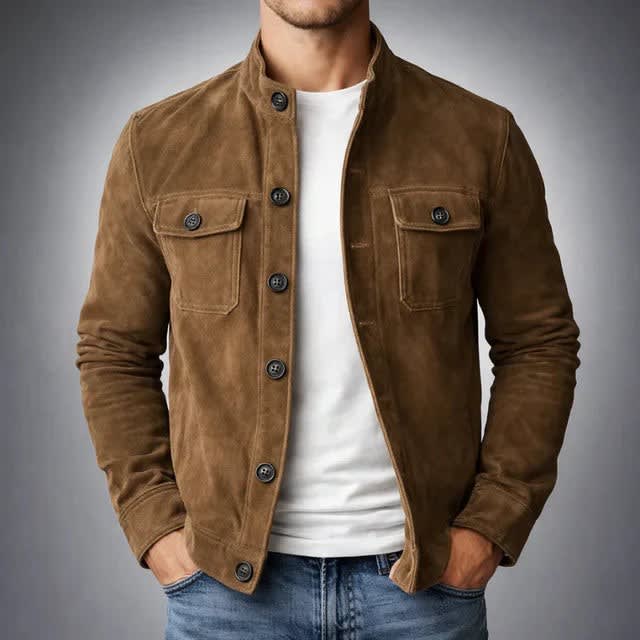 Nolan Suede Button Front Trucker Jacket