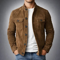 Nolan Suede Button Front Trucker Jacket