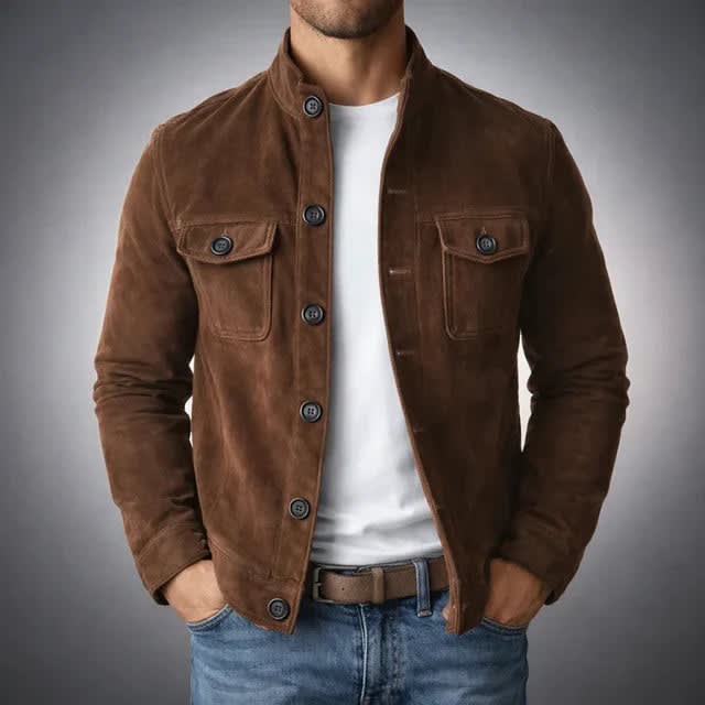 Nolan Suede Button Front Trucker Jacket_3
