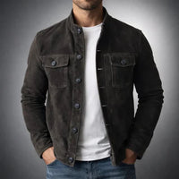 Nolan Suede Button Front Trucker Jacket