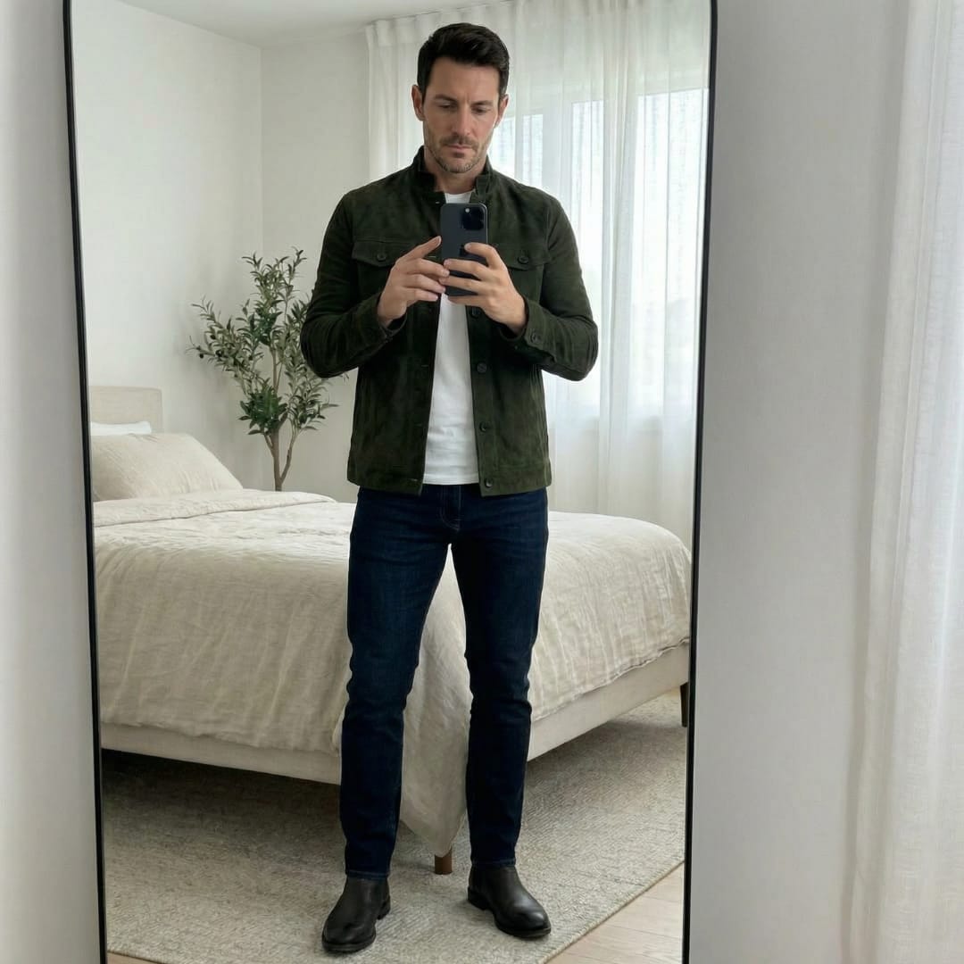 Nolan Suede Button Front Trucker Jacket