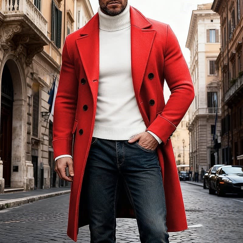 Benjamin Double Breasted Long Overcoat