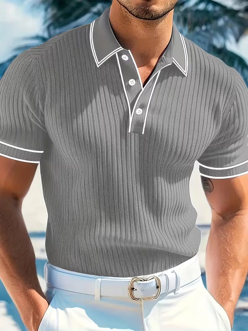 Cooper Ribbed Contrast Trim Polo Shirt