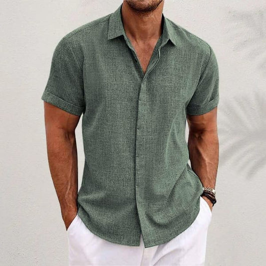 Graham Linen Blend Short Sleeve Button Up Shirt_1