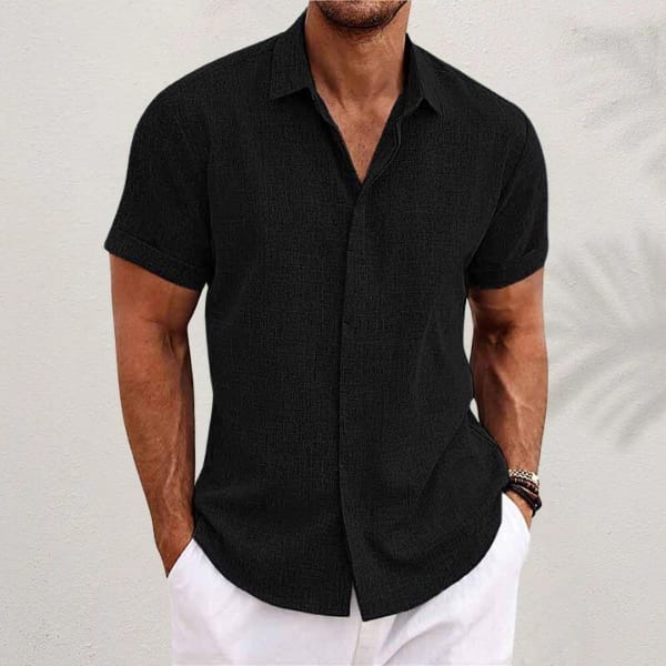 Graham Linen Blend Short Sleeve Button Up Shirt_2