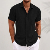 Graham Linen Blend Short Sleeve Button Up Shirt