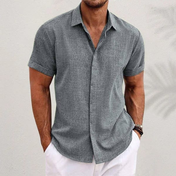 Graham Linen Blend Short Sleeve Button Up Shirt