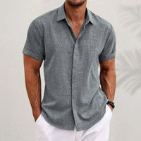Graham Linen Blend Short Sleeve Button Up Shirt