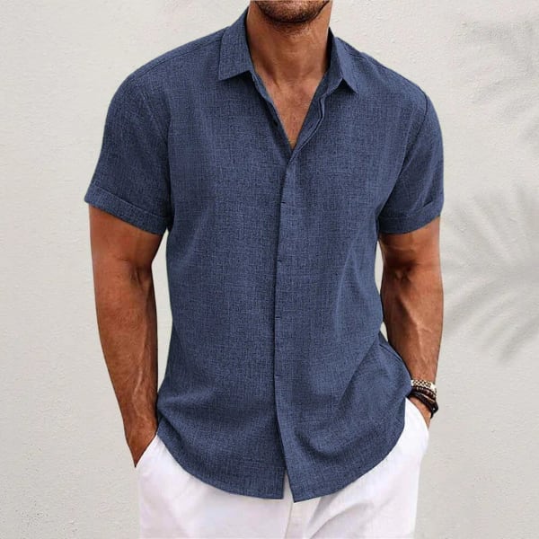 Graham Linen Blend Short Sleeve Button Up Shirt