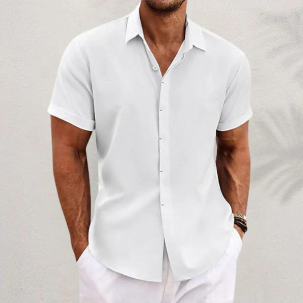 Graham Linen Blend Short Sleeve Button Up Shirt