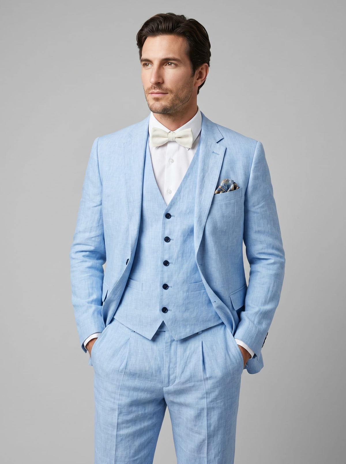 Asher Linen Blend Three Piece Suit