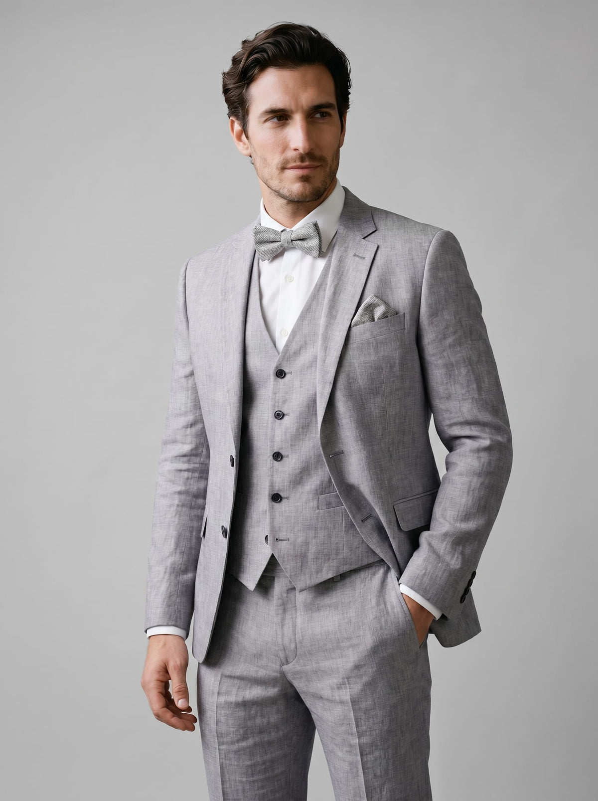 Asher Linen Blend Three Piece Suit