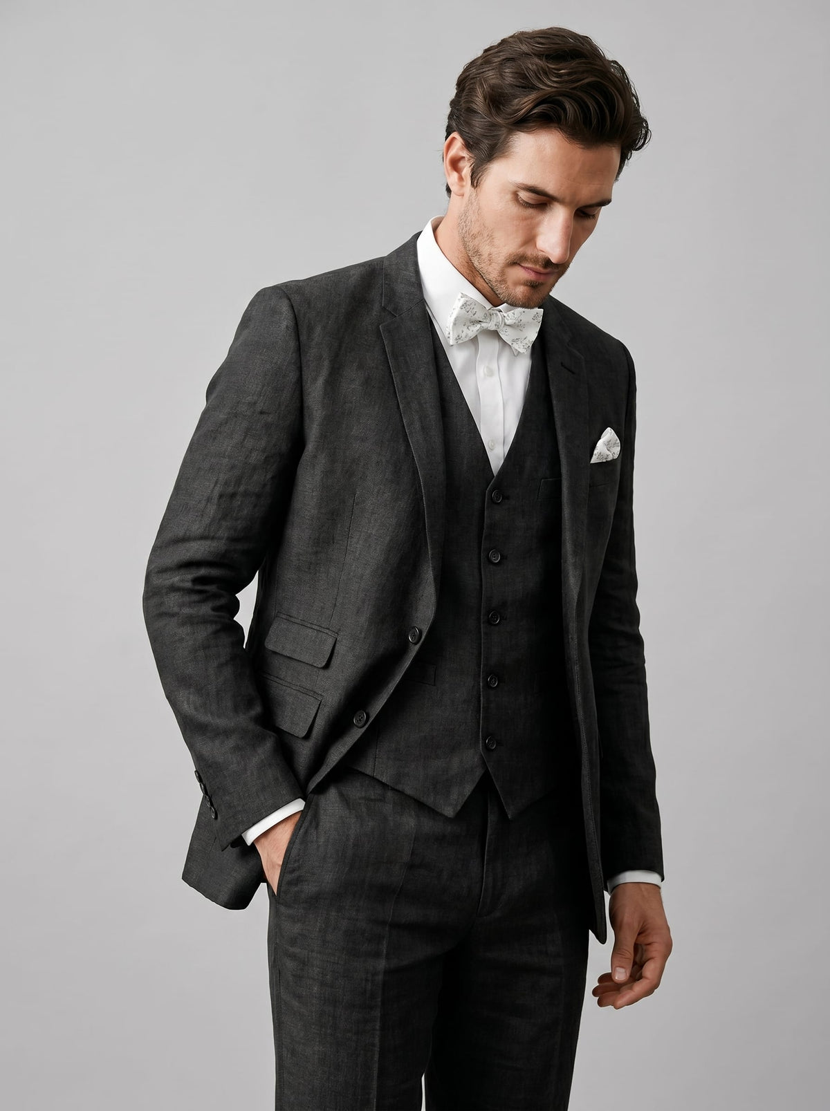 Asher Linen Blend Three Piece Suit