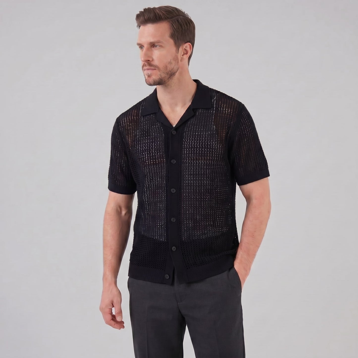 Griffin Open Knit Short Sleeve Shirt_11