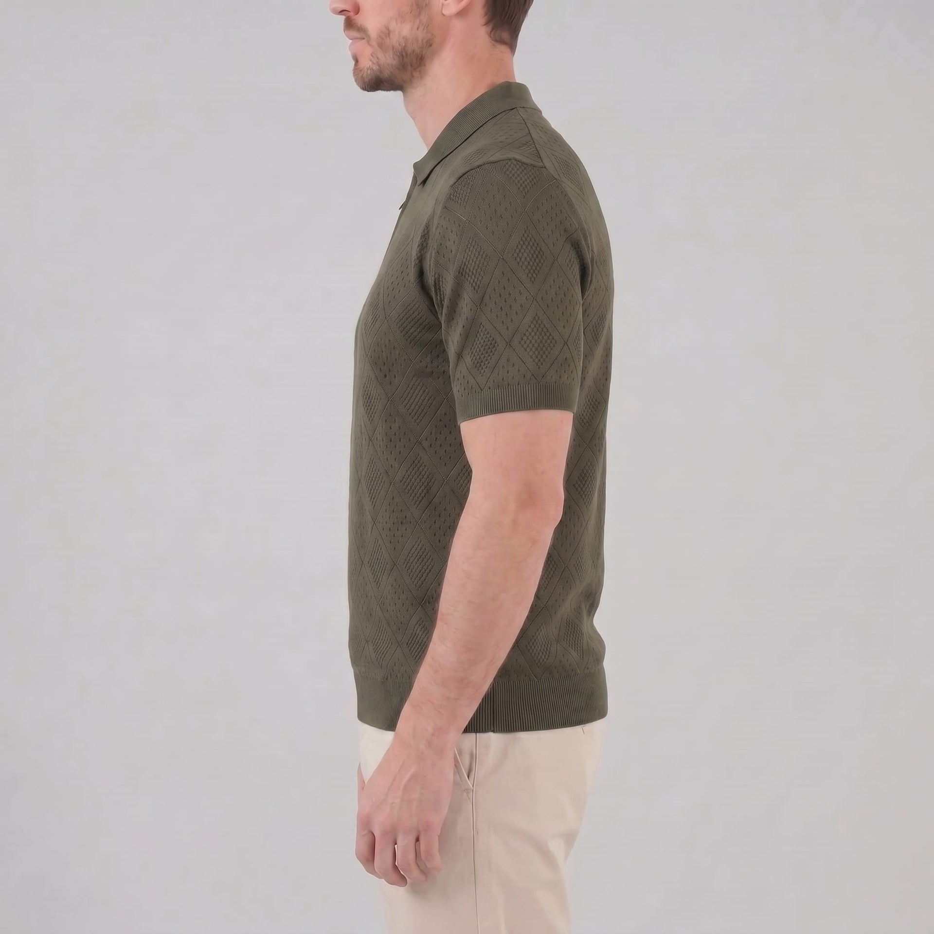 Porter Argyle Knit Quarter Zip Polo