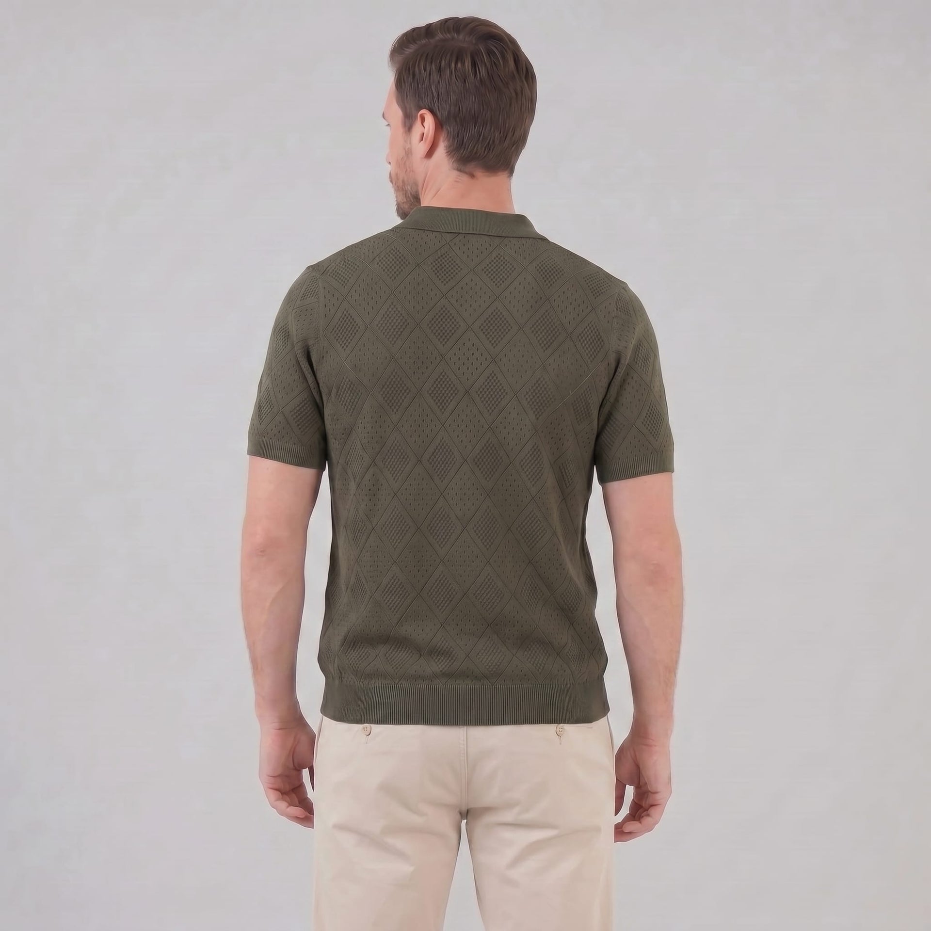 Porter Argyle Knit Quarter Zip Polo