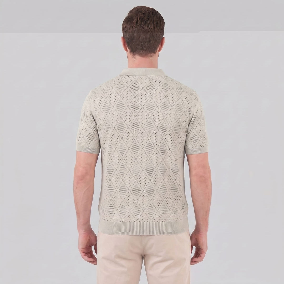 Porter Argyle Knit Quarter Zip Polo