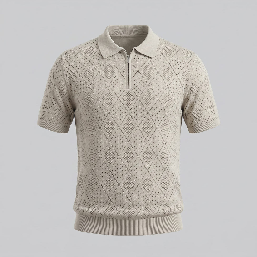 Porter Argyle Knit Quarter Zip Polo
