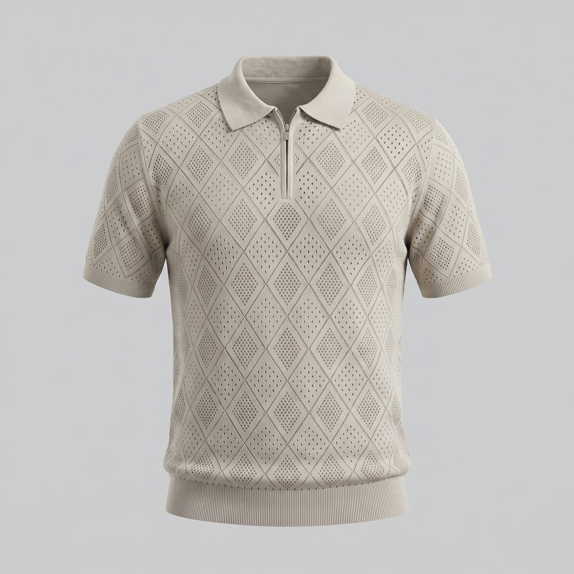 Porter Argyle Knit Quarter Zip Polo