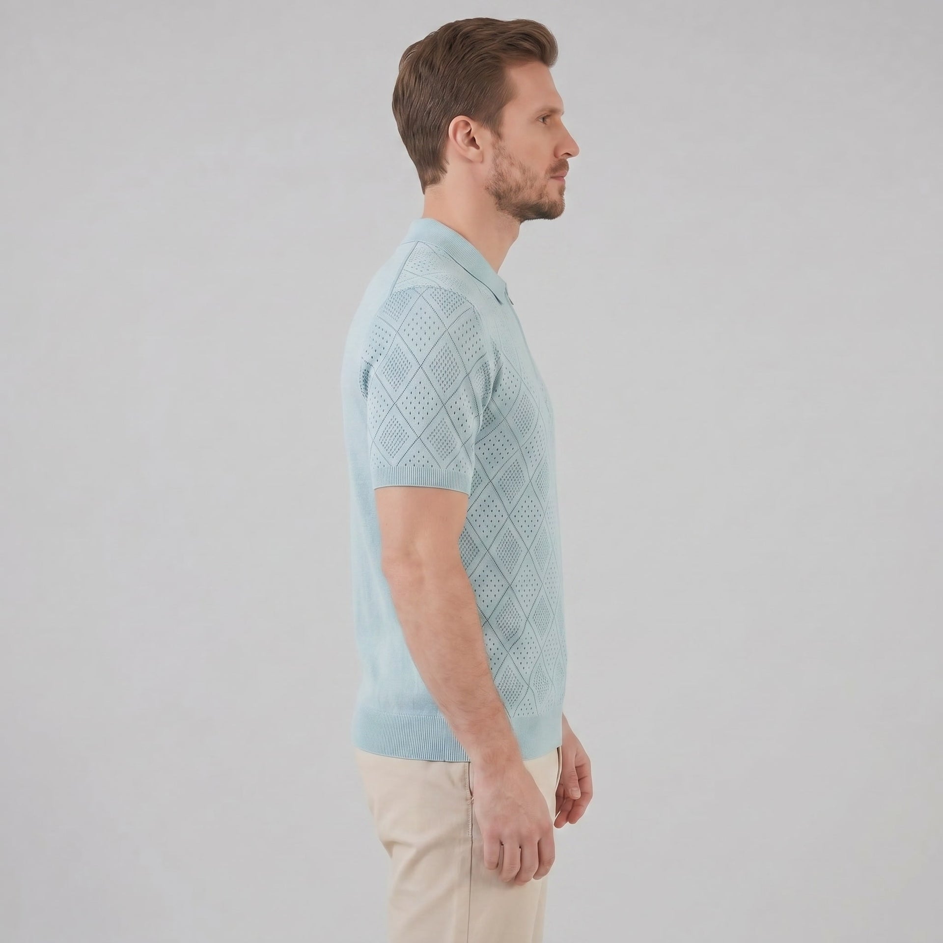 Porter Argyle Knit Quarter Zip Polo