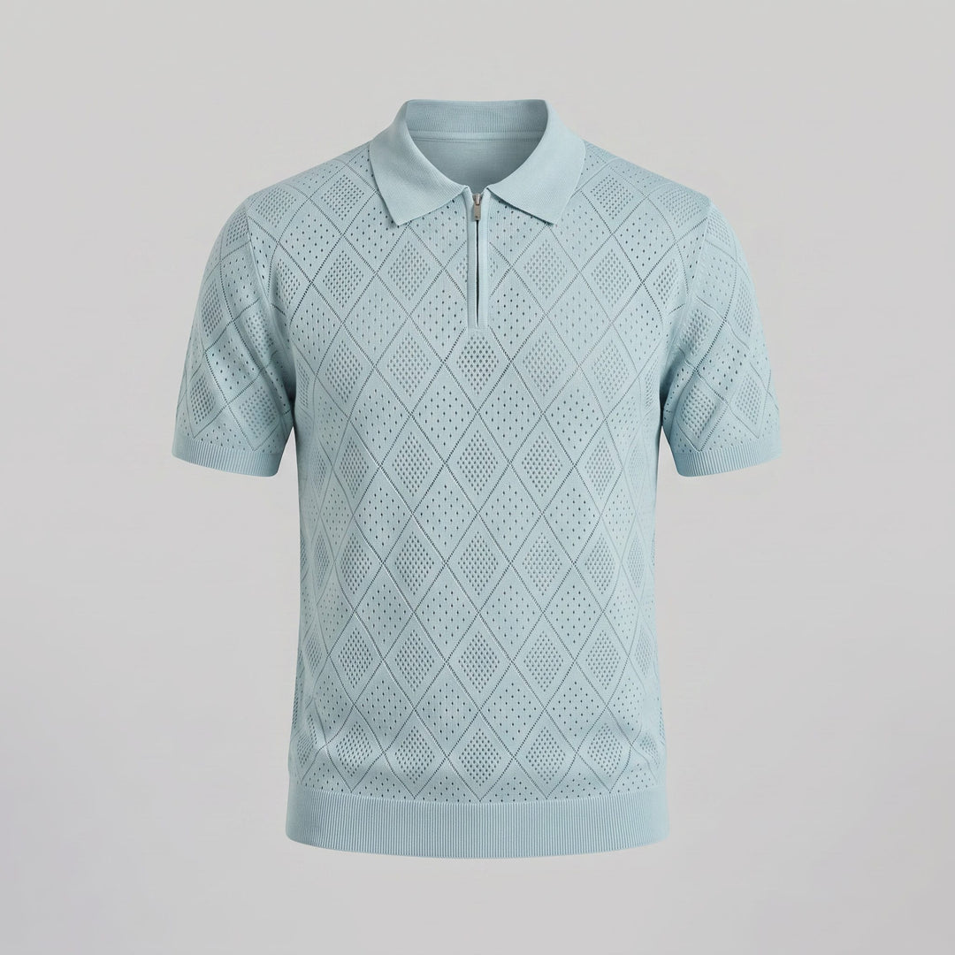 Porter Argyle Knit Quarter Zip Polo