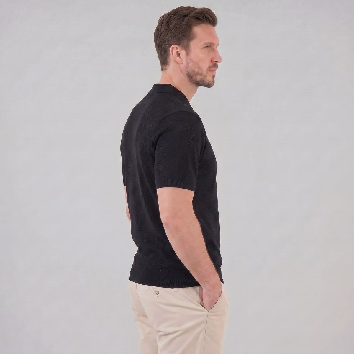Porter Argyle Knit Quarter Zip Polo