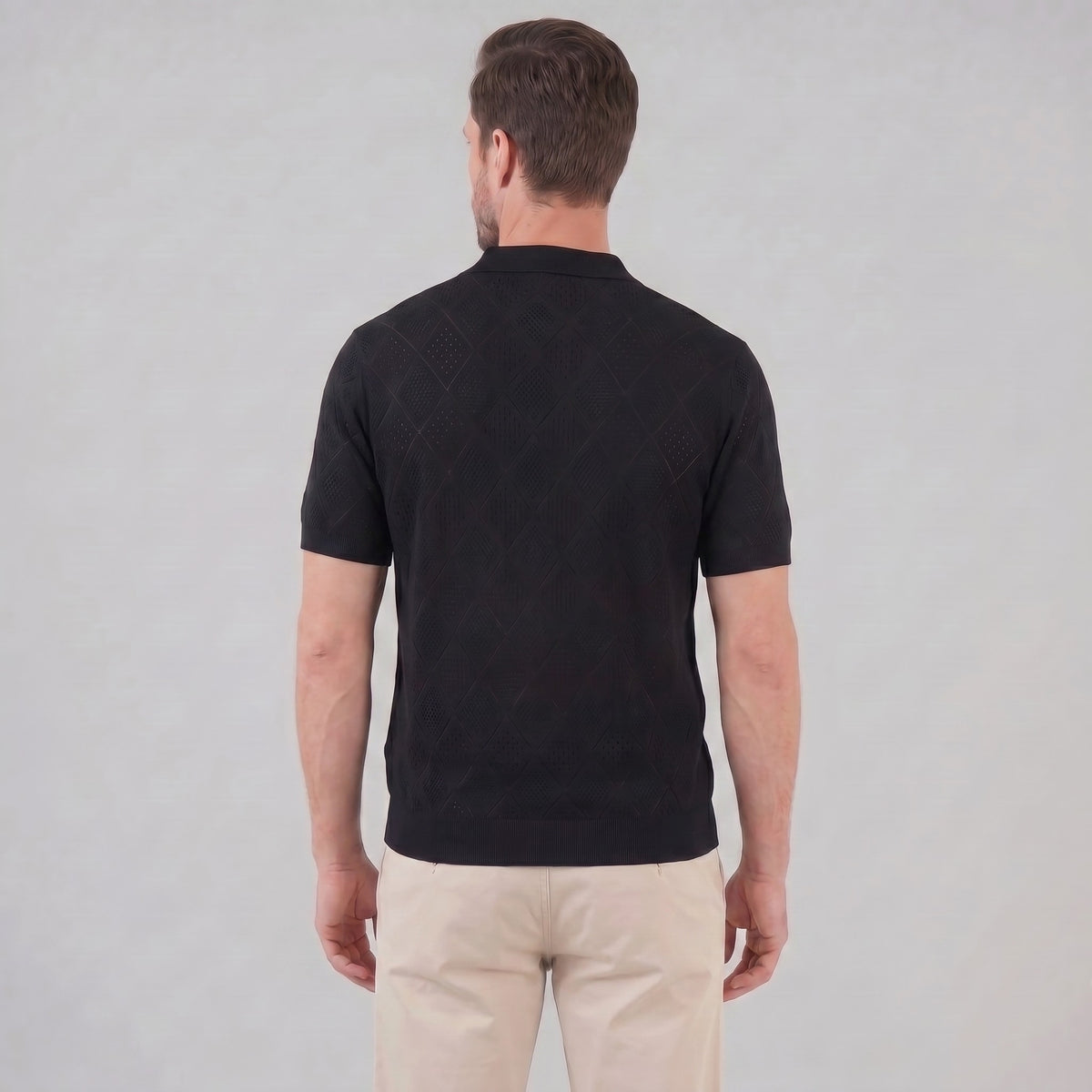 Porter Argyle Knit Quarter Zip Polo