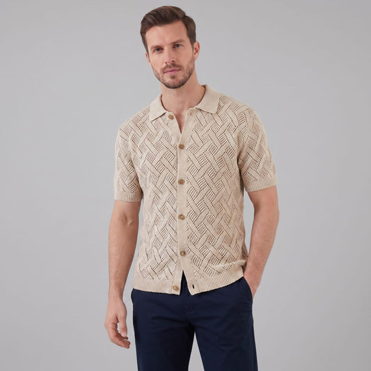 Harlan Basketweave Knit Short Sleeve Shirt_1