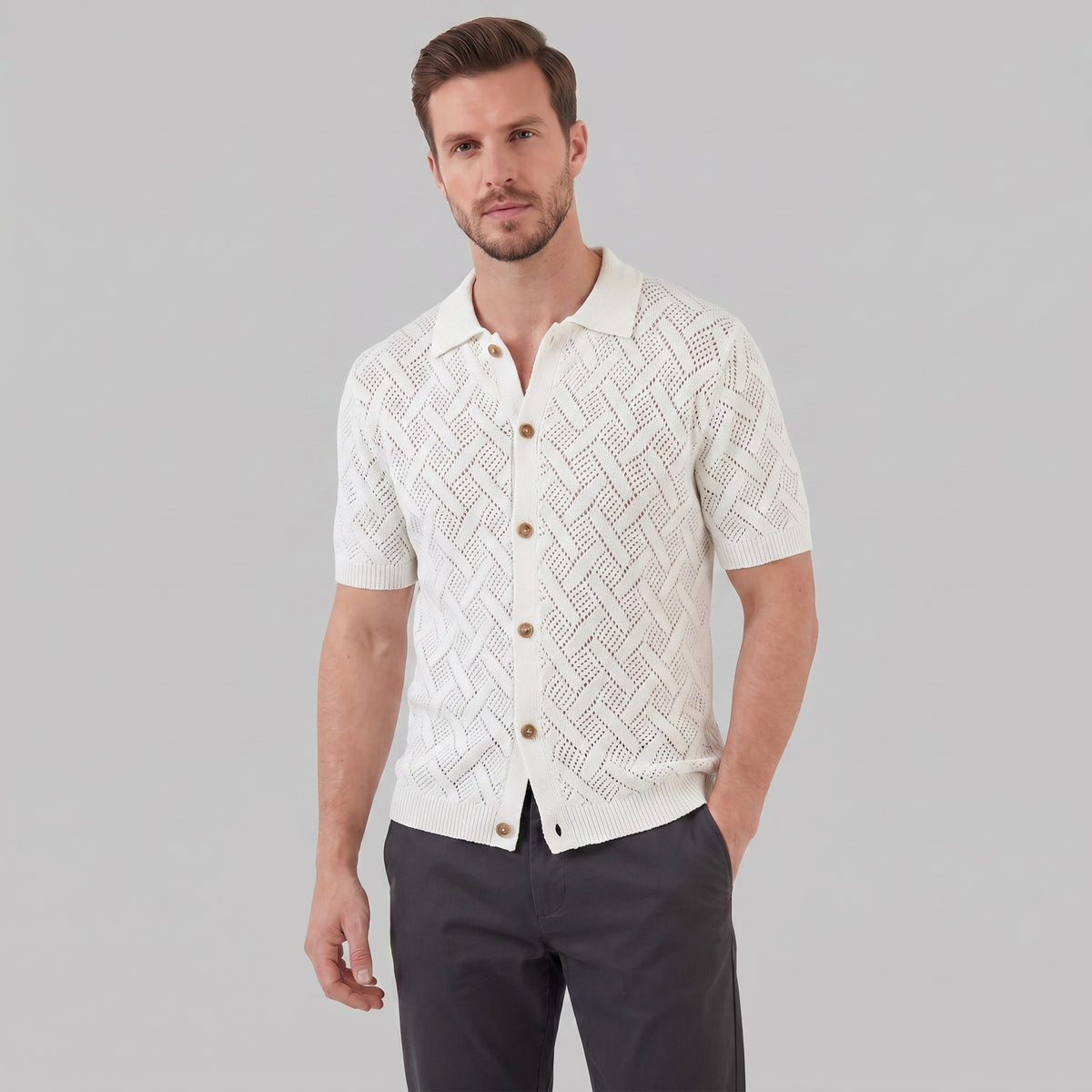 Harlan Basketweave Knit Short Sleeve Shirt_10