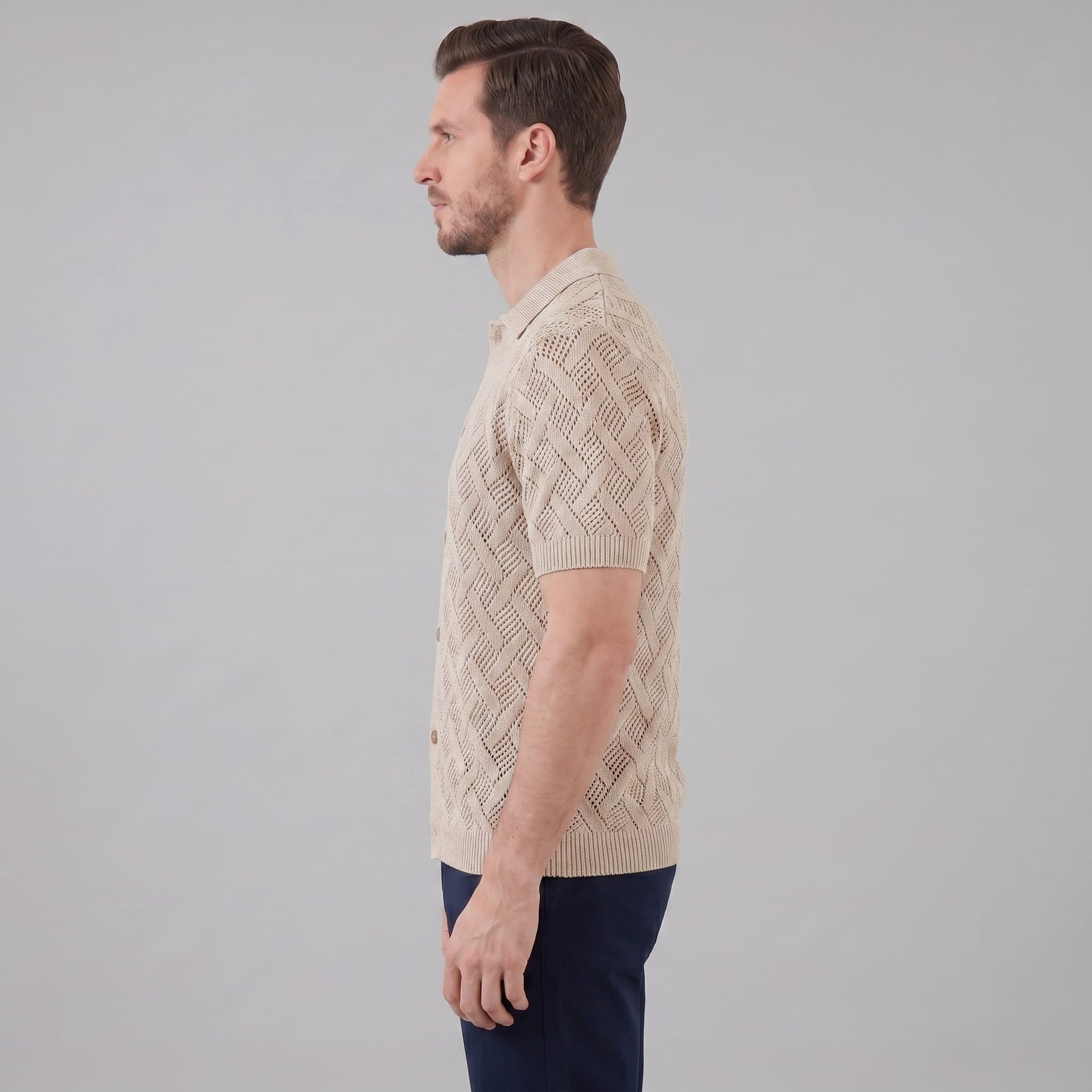 Harlan Basketweave Knit Short Sleeve Shirt
