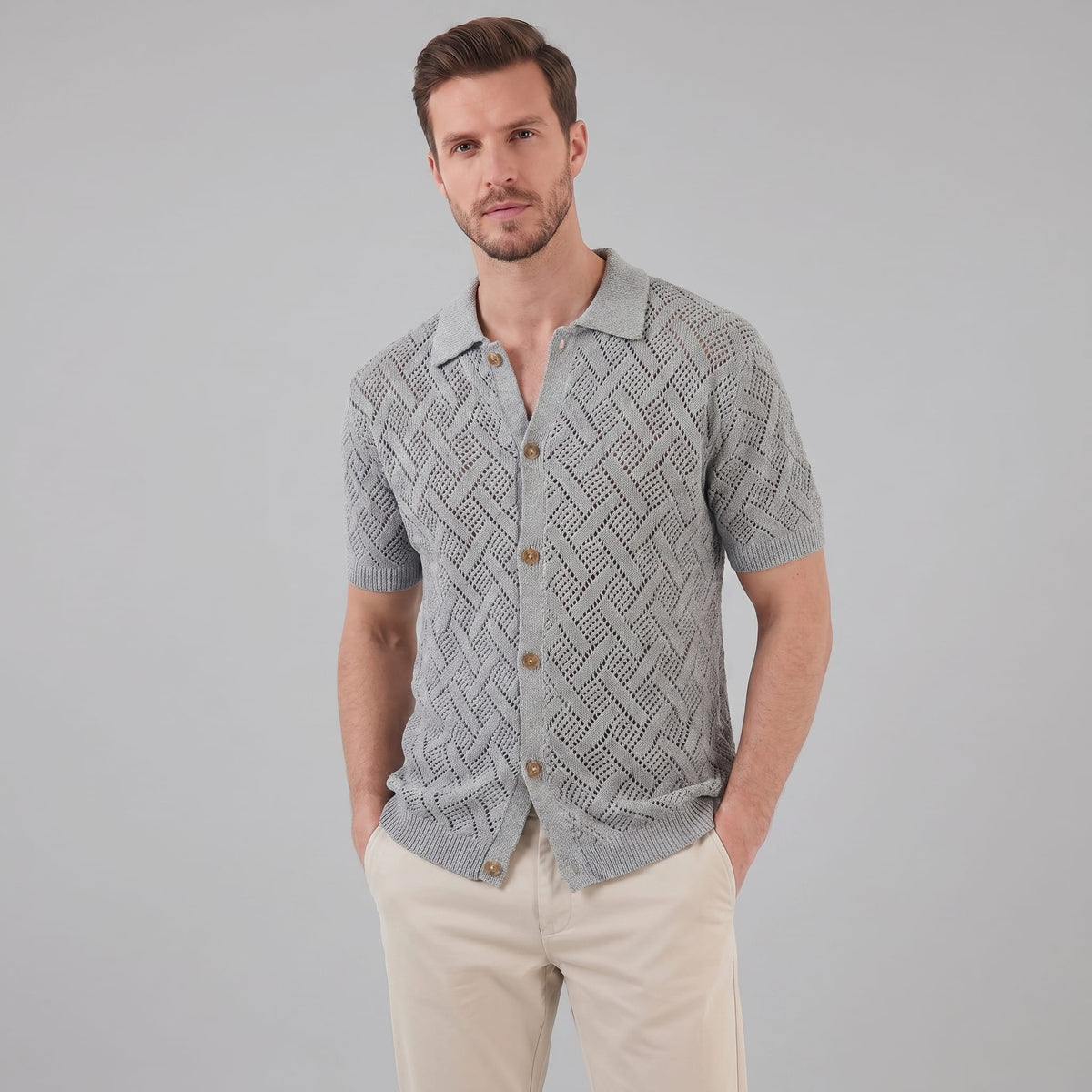 Harlan Basketweave Knit Short Sleeve Shirt