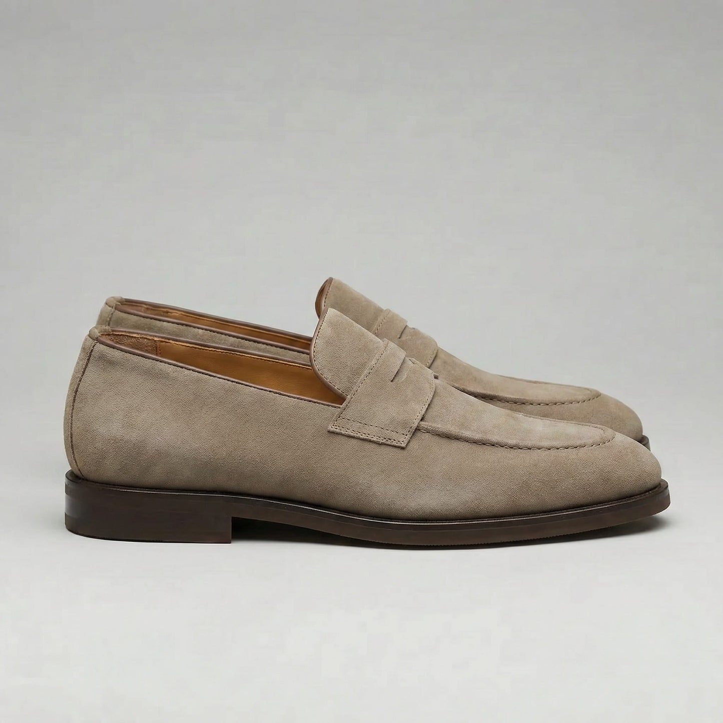 Macklin Beige Suede Penny Loafers_2