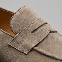 Macklin Beige Suede Penny Loafers