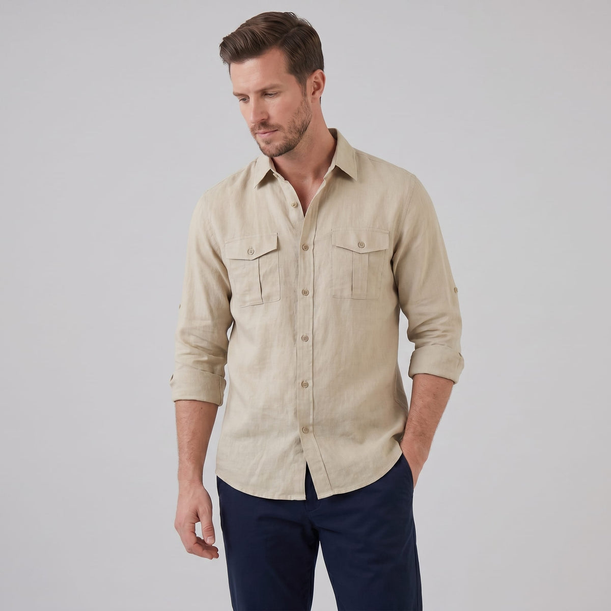 Hayden Linen Blend Long Sleeve Shirt_1