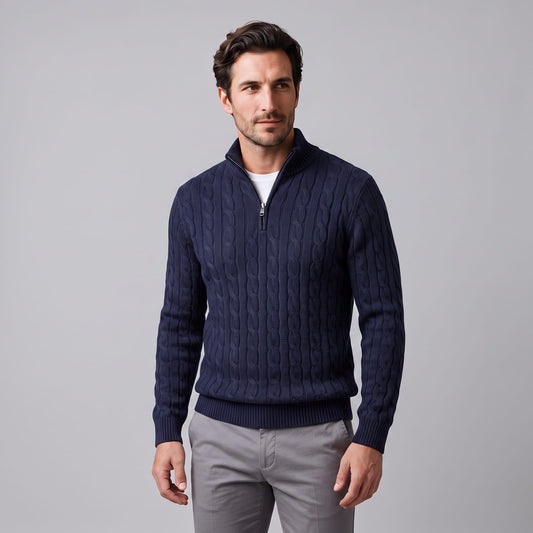 Edison Cable Knit Half Zip Sweater_1
