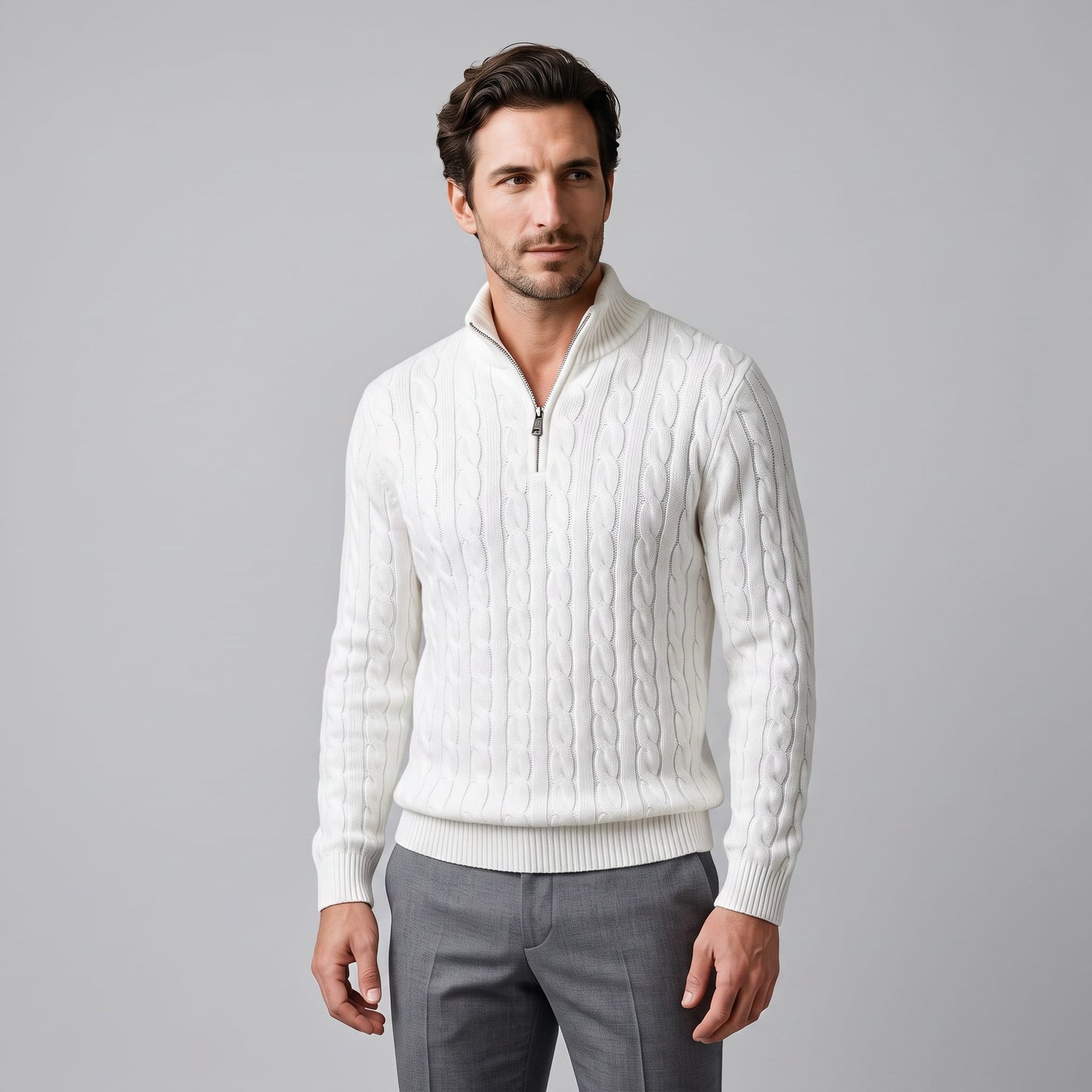 Edison Cable Knit Half Zip Sweater_11