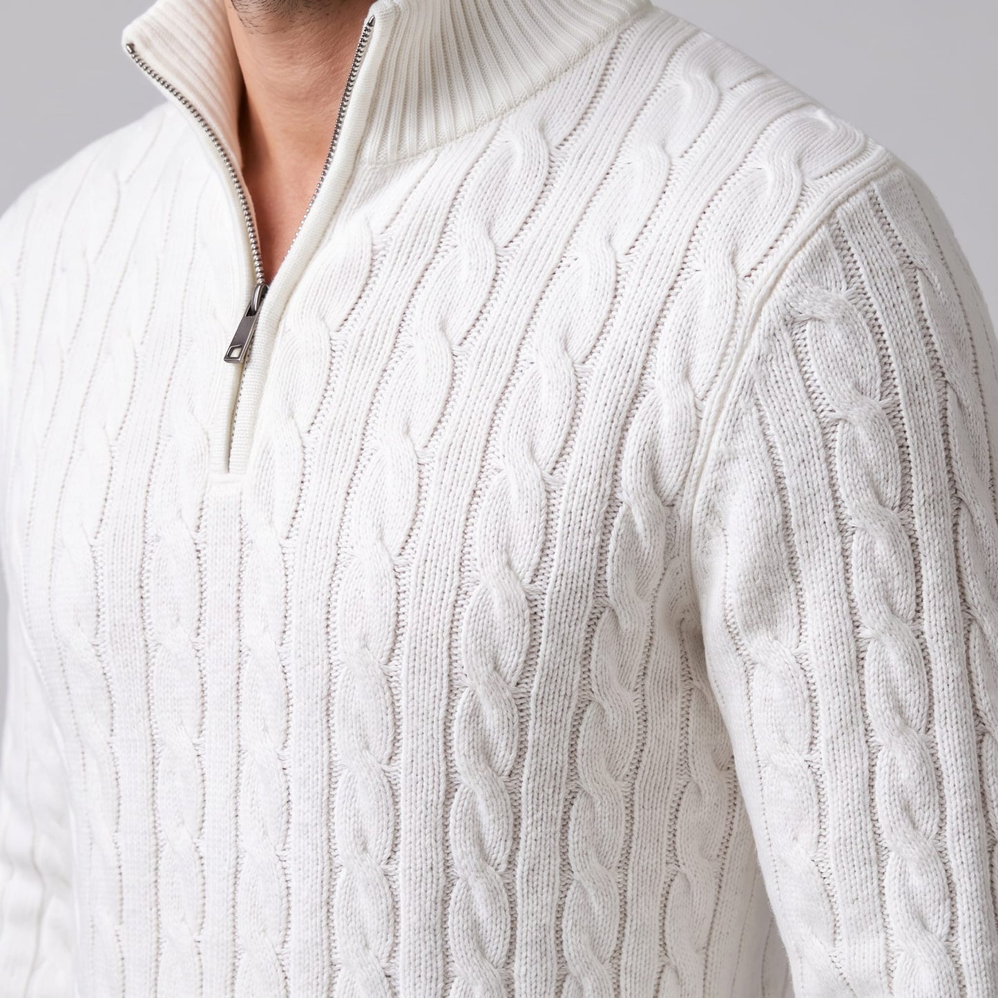 Edison Cable Knit Half Zip Sweater_12