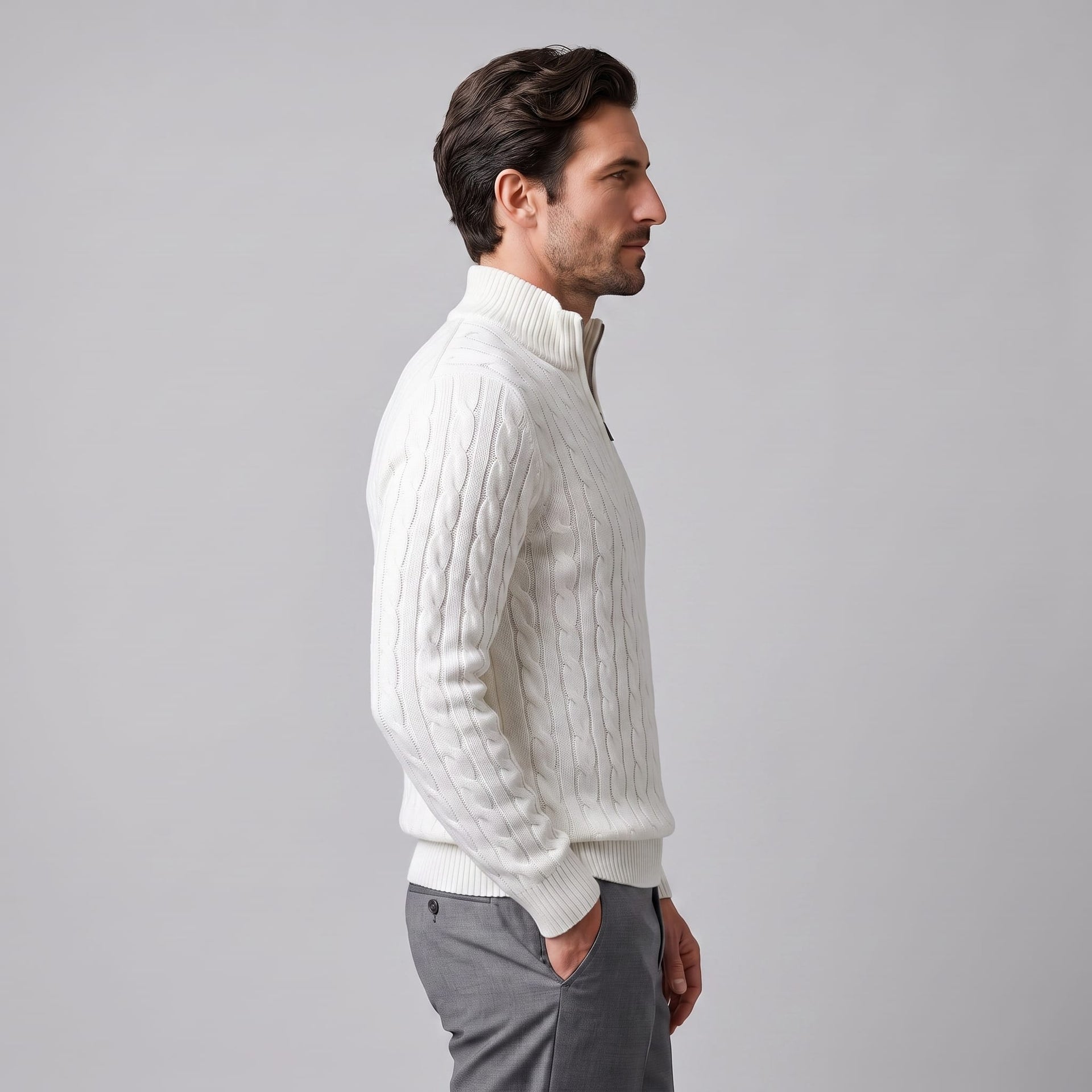 Edison Cable Knit Half Zip Sweater