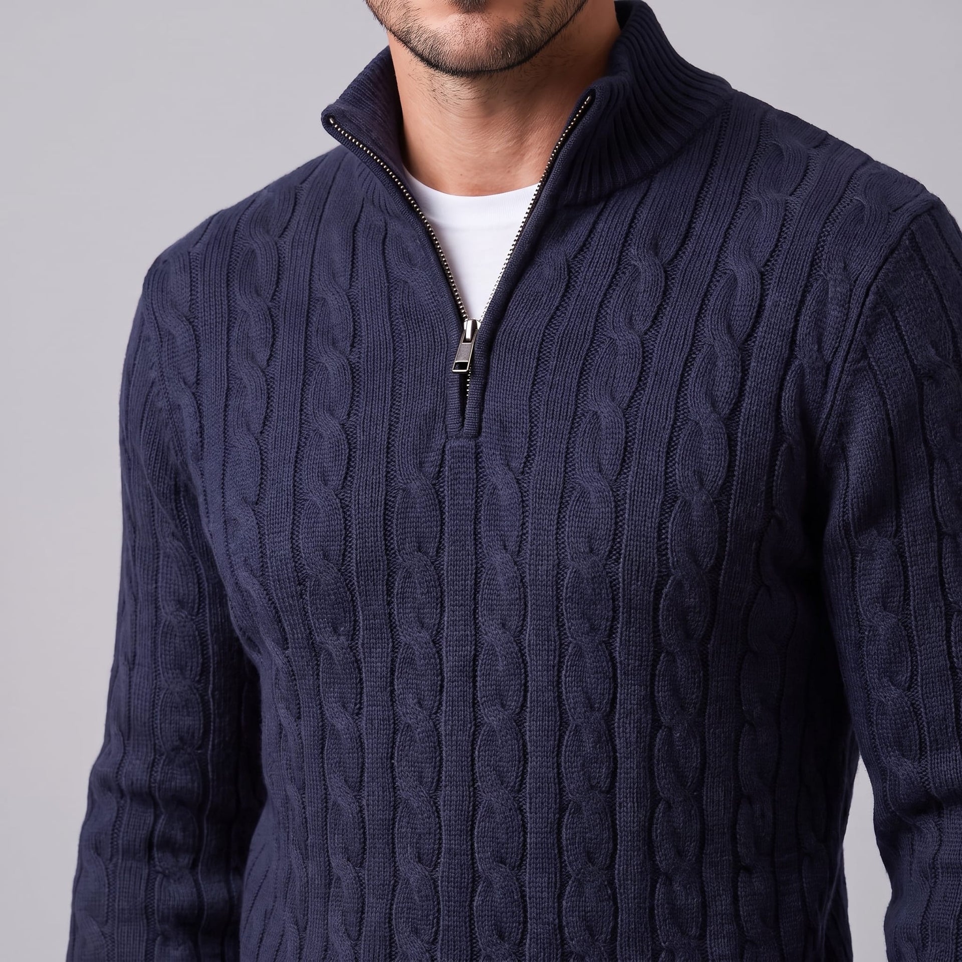 Edison Cable Knit Half Zip Sweater