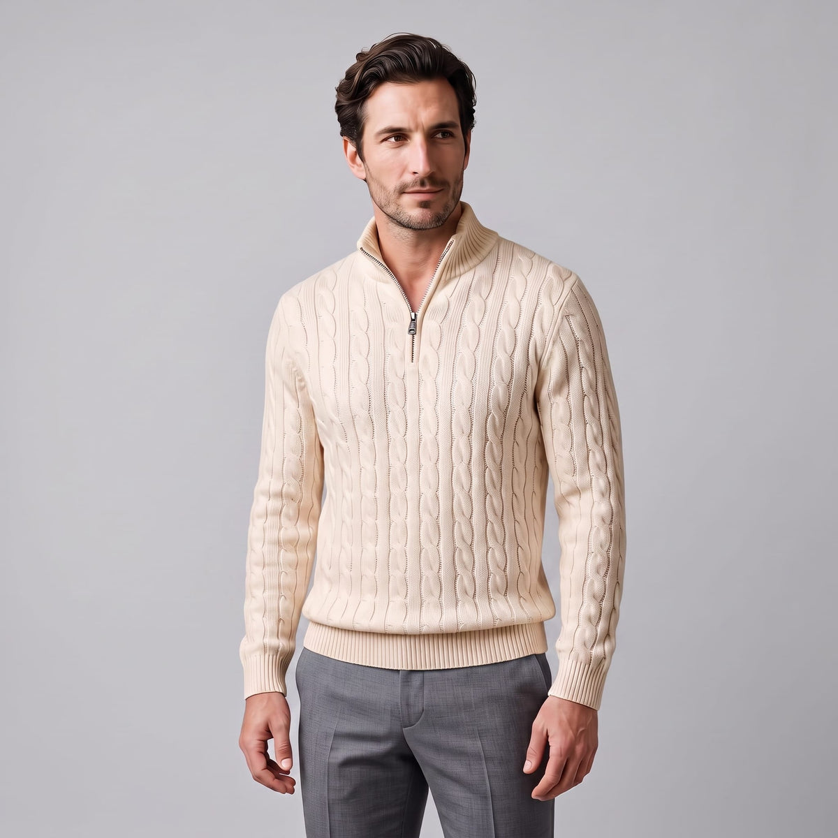 Edison Cable Knit Half Zip Sweater_26